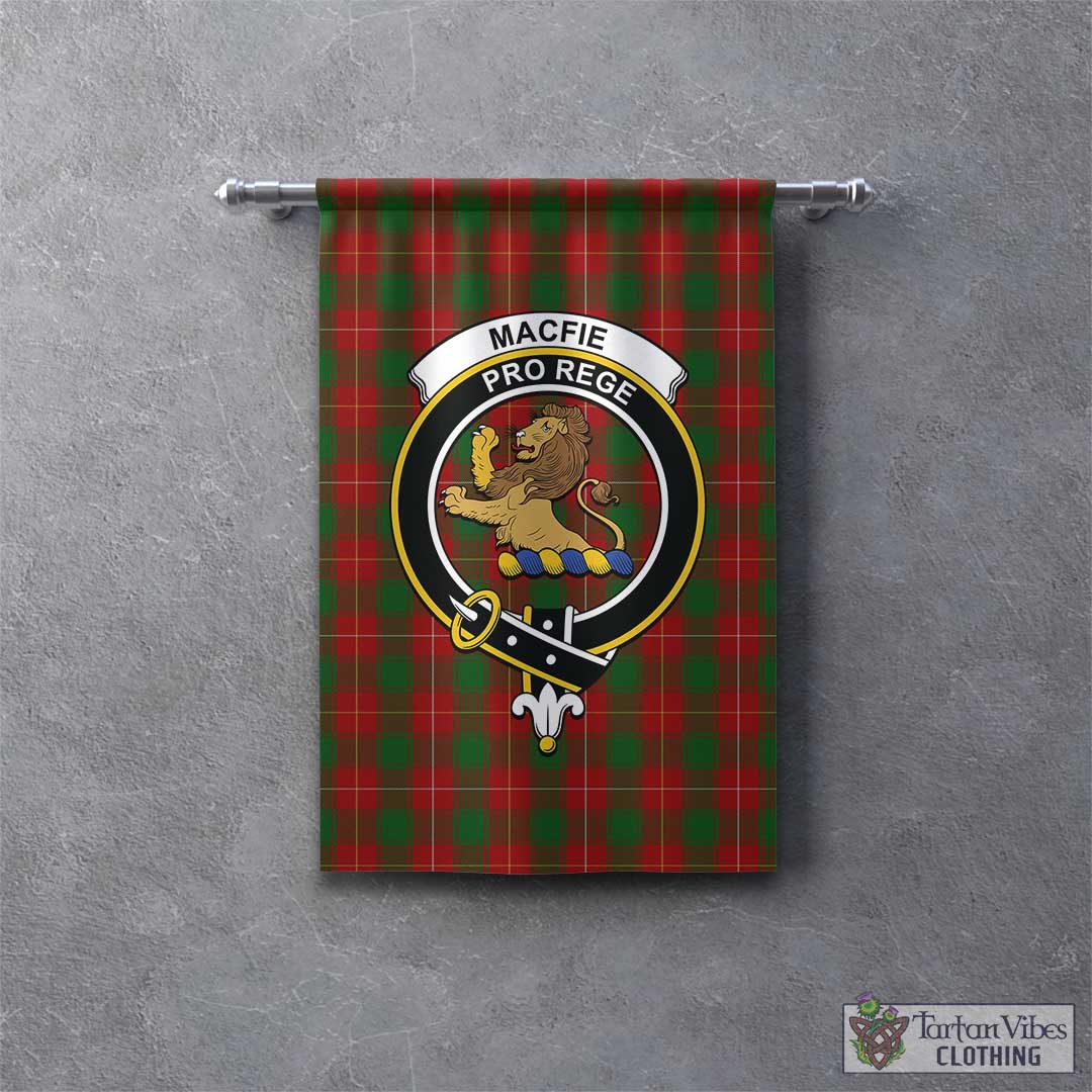 Tartan Vibes Clothing MacFie Tartan Gonfalon, Tartan Banner with Family Crest