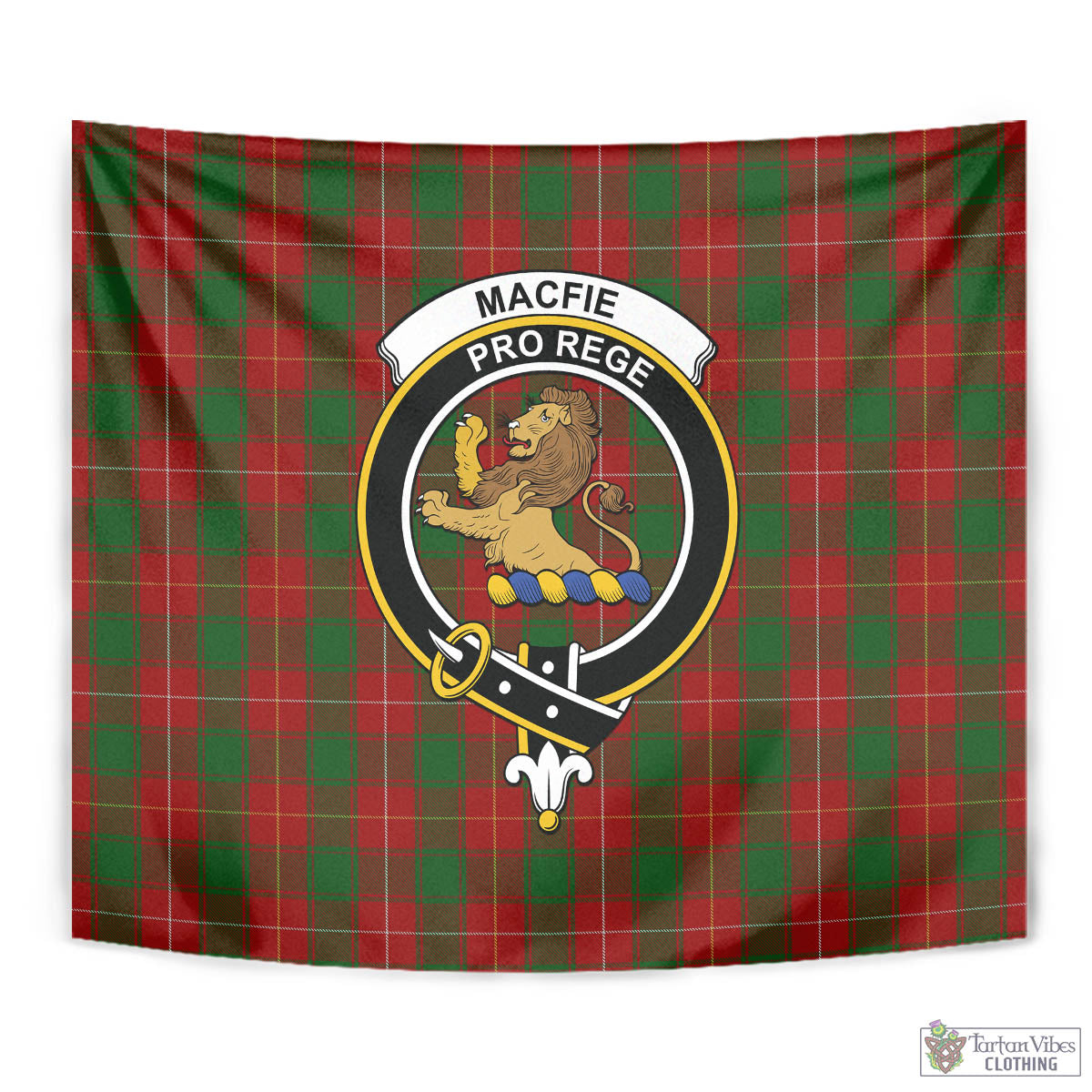 Tartan Vibes Clothing MacFie Tartan Tapestry Wall Hanging and Home Decor for Room with Family Crest