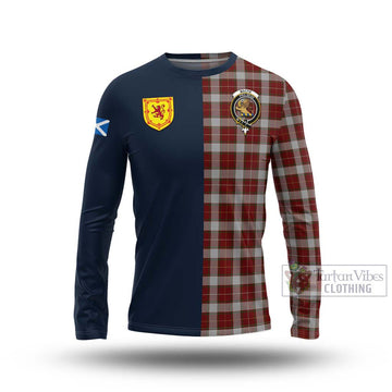 MacFie Dress Tartan Long Sleeve T-Shirt Alba with Scottish Lion Royal Arm Half Style