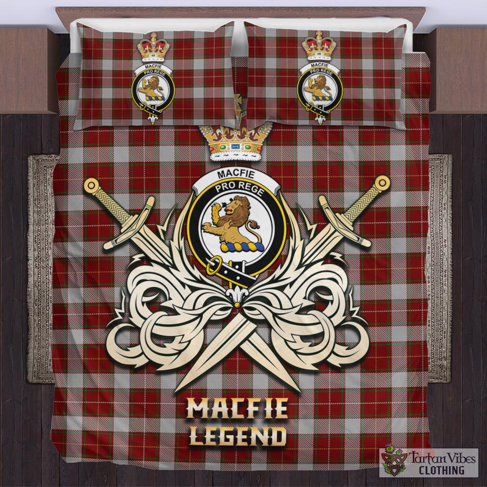 Tartan Vibes Clothing MacFie Dress Tartan Bedding Set with Clan Crest and the Golden Sword of Courageous Legacy