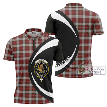 MacFie Dress Tartan Zipper Polo Shirt with Family Crest Circle Style