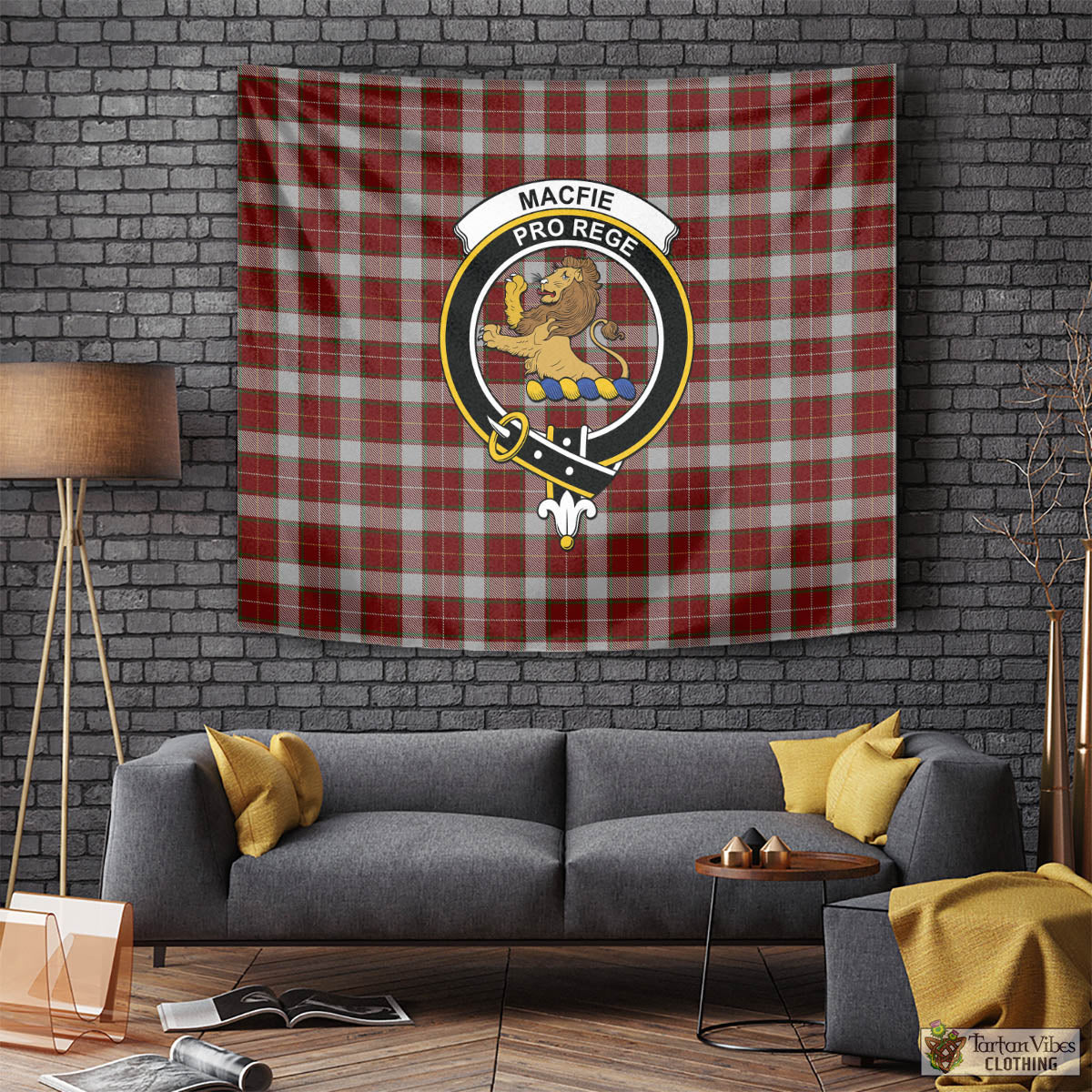 Tartan Vibes Clothing MacFie Dress Tartan Tapestry Wall Hanging and Home Decor for Room with Family Crest