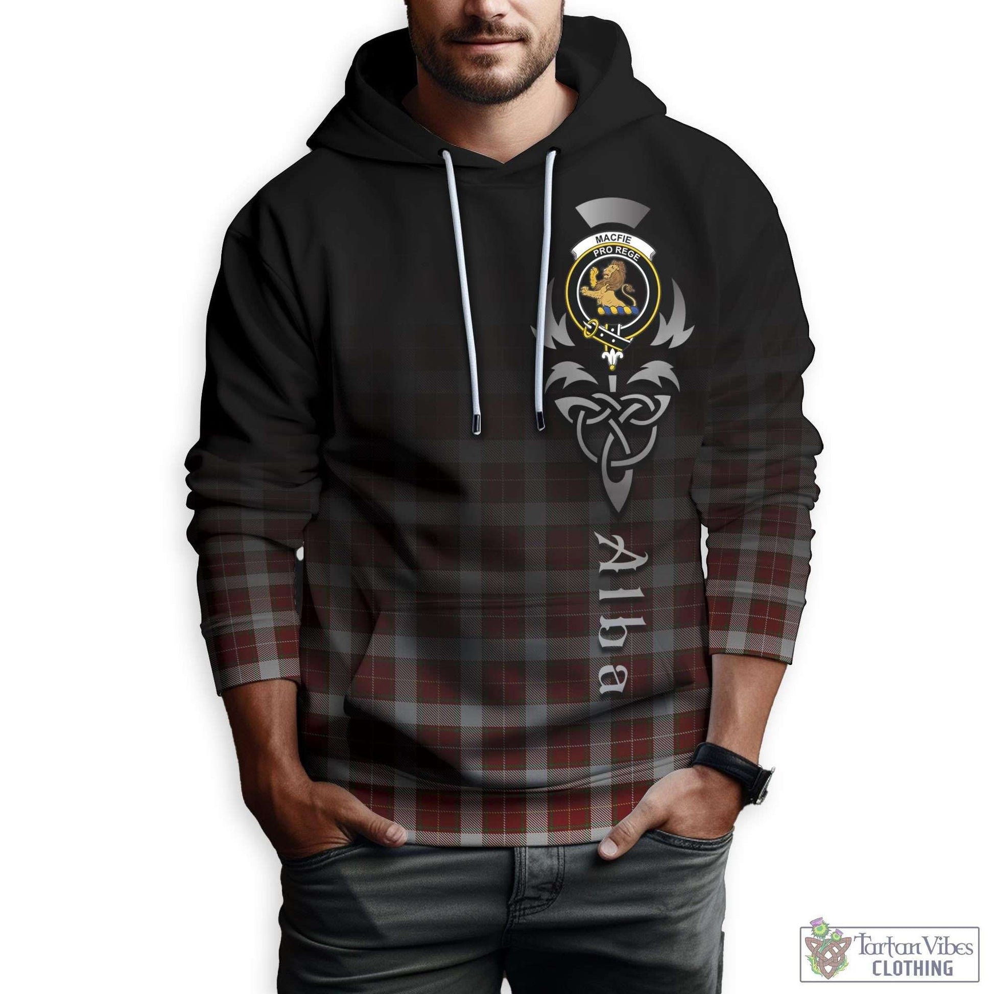 Tartan Vibes Clothing MacFie Dress Tartan Hoodie Featuring Alba Gu Brath Family Crest Celtic Inspired