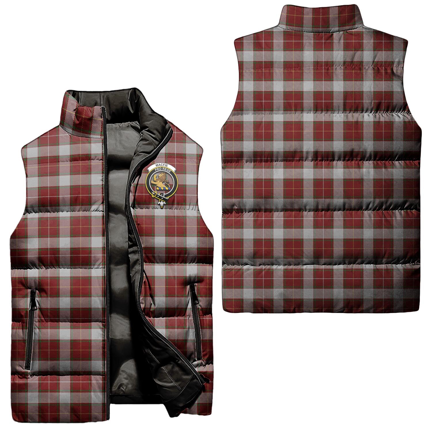 MacFie Dress Tartan Sleeveless Puffer Jacket with Family Crest Unisex - Tartanvibesclothing