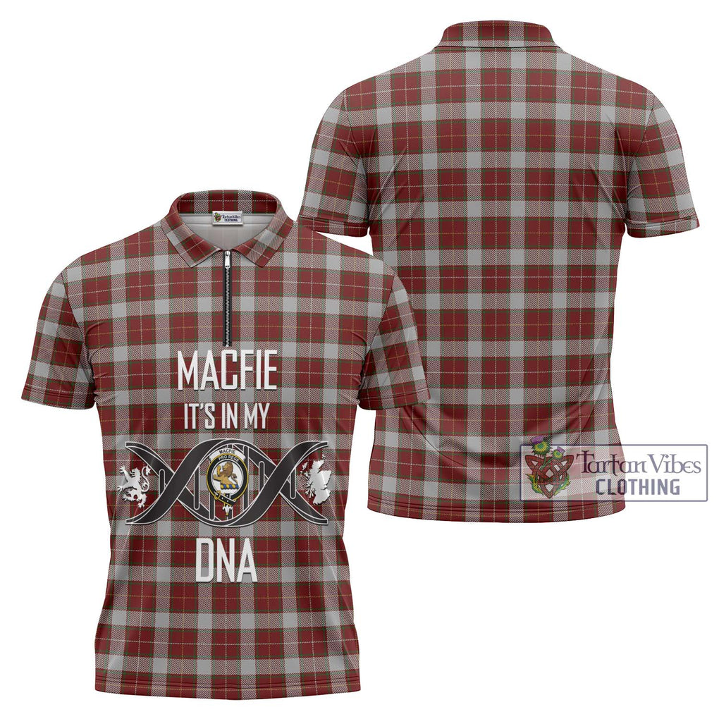 MacFie Dress Tartan Zipper Polo Shirt with Family Crest DNA In Me Style Unisex - Tartanvibesclothing Shop