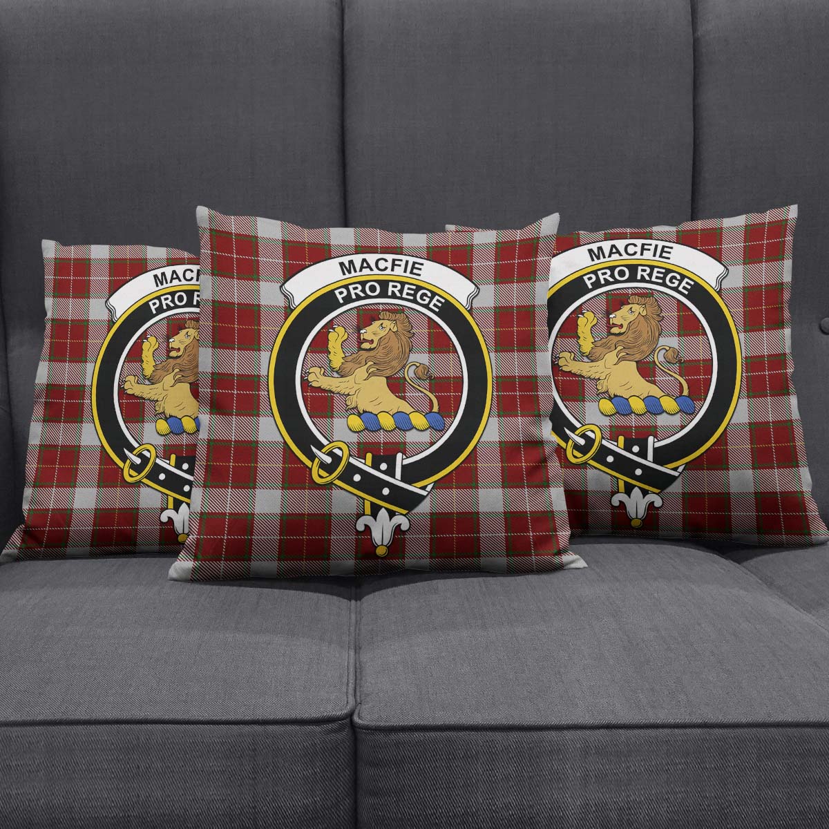 MacFie Dress Tartan Pillow Cover with Family Crest Square Pillow Cover - Tartanvibesclothing