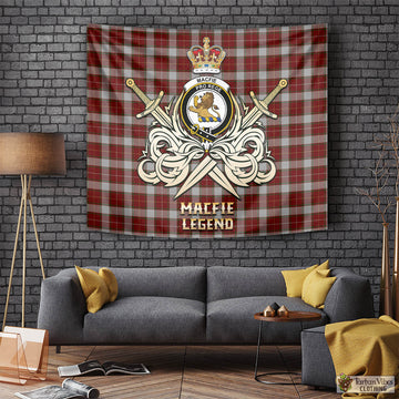 MacFie Dress Tartan Tapestry with Clan Crest and the Golden Sword of Courageous Legacy