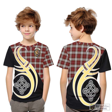 MacFie Dress Tartan Kid T-Shirt with Family Crest and Celtic Symbol Style