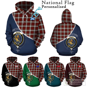 MacFie Dress Tartan Hoodie with Personalised National Flag and Family Crest Half Style