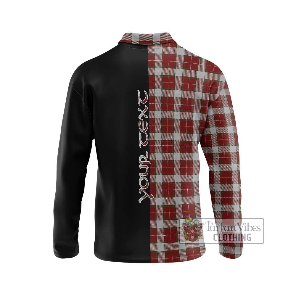 MacFie Dress Tartan Long Sleeve Polo Shirt with Family Crest and Half Of Me Style - Tartanvibesclothing Shop