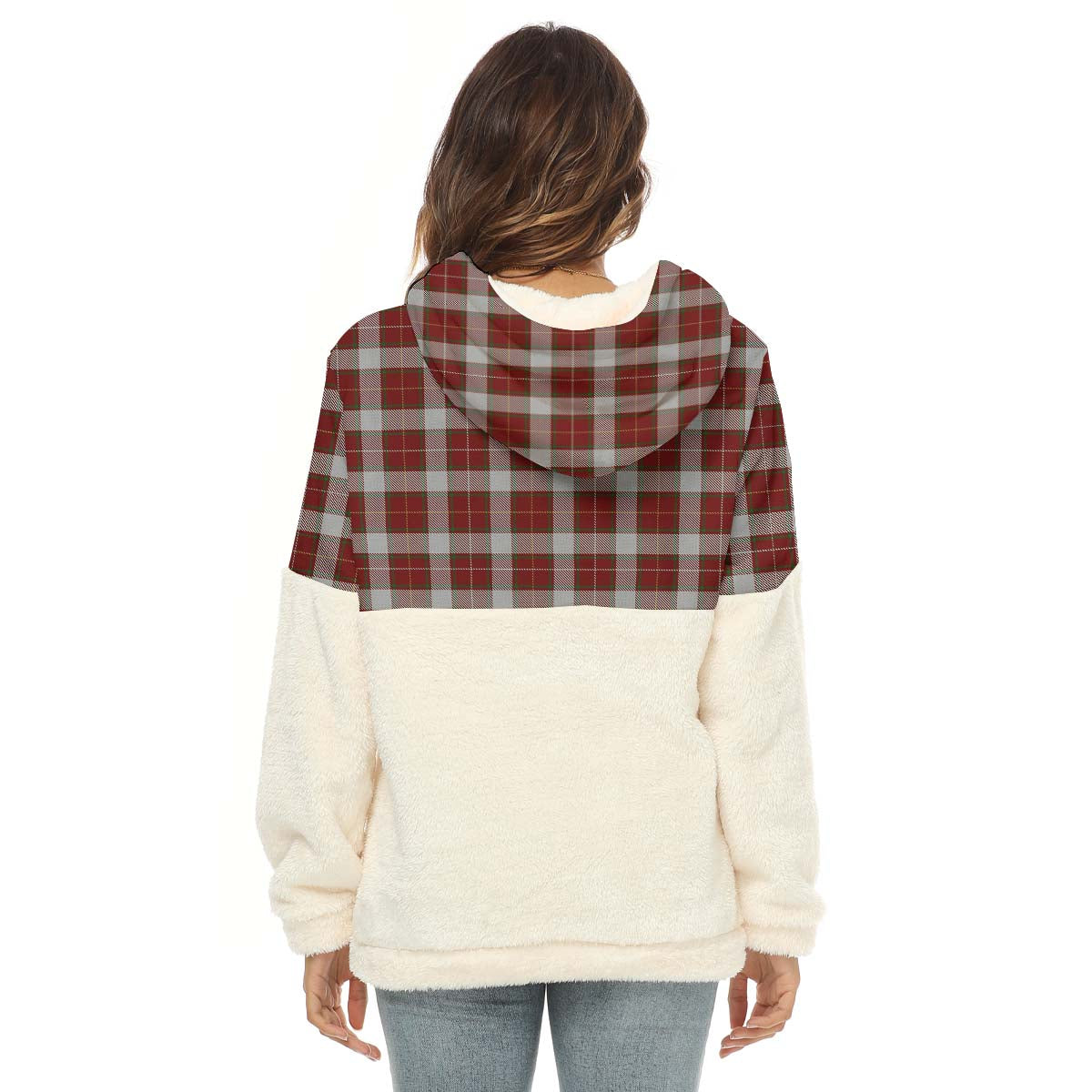 MacFie Dress Tartan Women's Borg Fleece Hoodie With Half Zip - Tartan Vibes Clothing