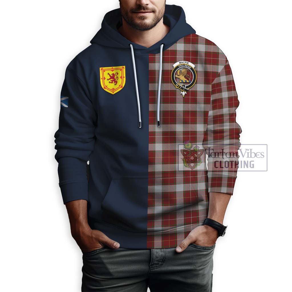 Tartan Vibes Clothing MacFie Dress Tartan Hoodie with Scottish Lion Royal Arm Half Style