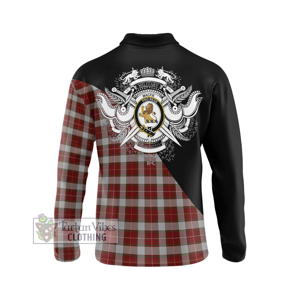 MacFie Dress Tartan Long Sleeve Polo Shirt with Family Crest and Military Logo Style - Tartanvibesclothing Shop