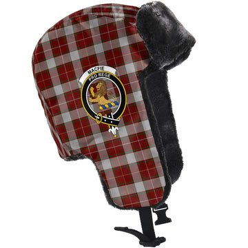 MacFie Dress Tartan Winter Trapper Hat with Family Crest