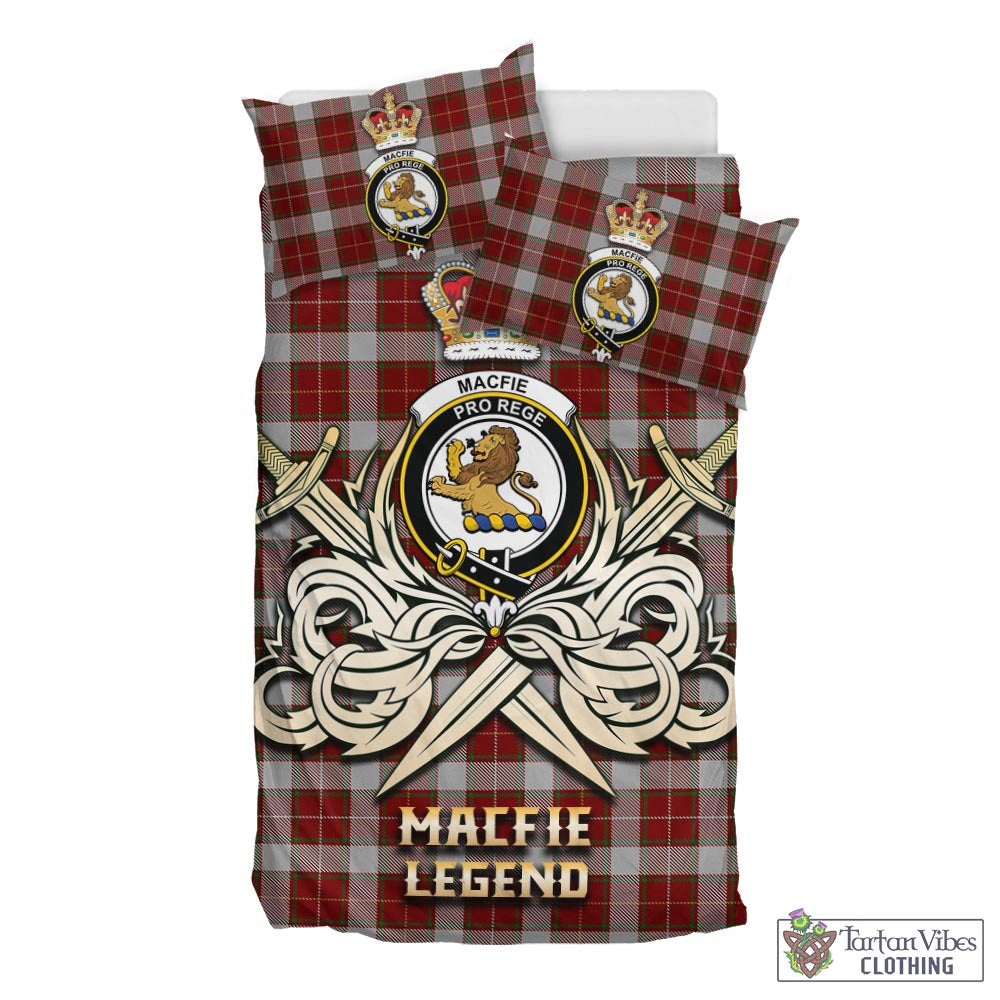 Tartan Vibes Clothing MacFie Dress Tartan Bedding Set with Clan Crest and the Golden Sword of Courageous Legacy