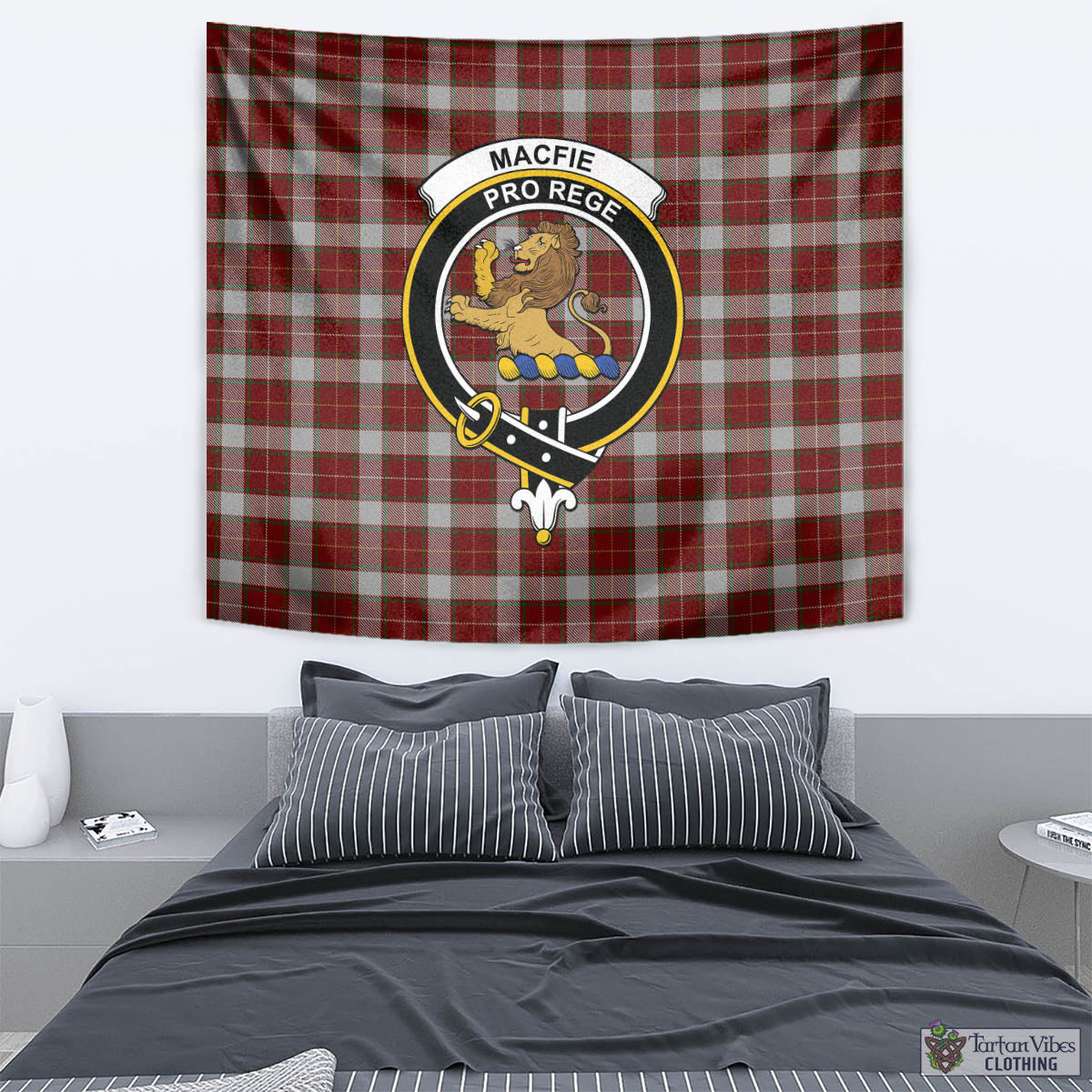 Tartan Vibes Clothing MacFie Dress Tartan Tapestry Wall Hanging and Home Decor for Room with Family Crest