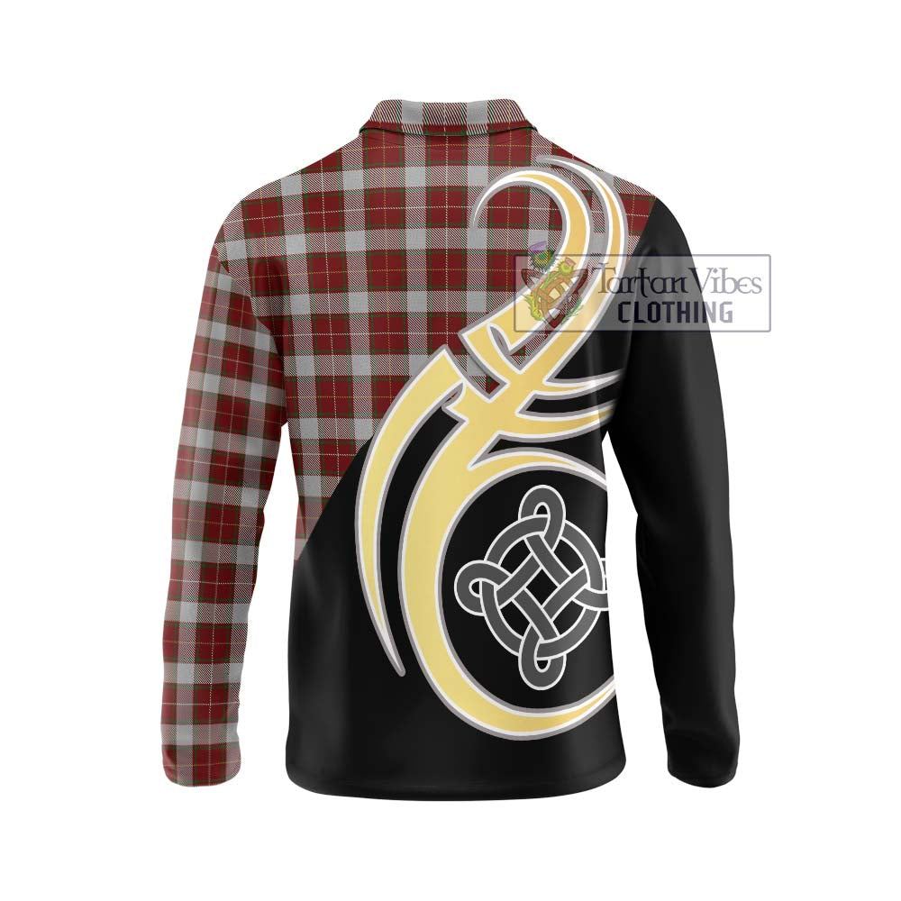 MacFie Dress Tartan Long Sleeve Polo Shirt with Family Crest and Celtic Symbol Style - Tartan Vibes Clothing