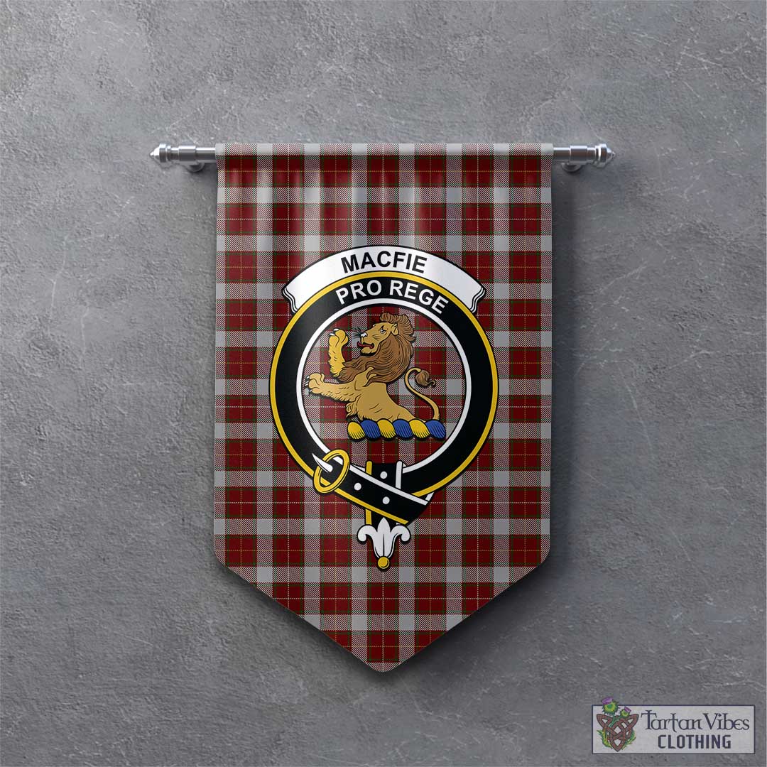 Tartan Vibes Clothing MacFie Dress Tartan Gonfalon, Tartan Banner with Family Crest