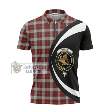 MacFie Dress Tartan Zipper Polo Shirt with Family Crest Circle Style