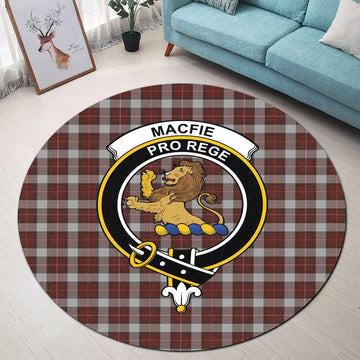 MacFie Dress Tartan Round Rug with Family Crest