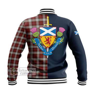 MacFie Dress Tartan Baseball Jacket Alba with Scottish Lion Royal Arm Half Style