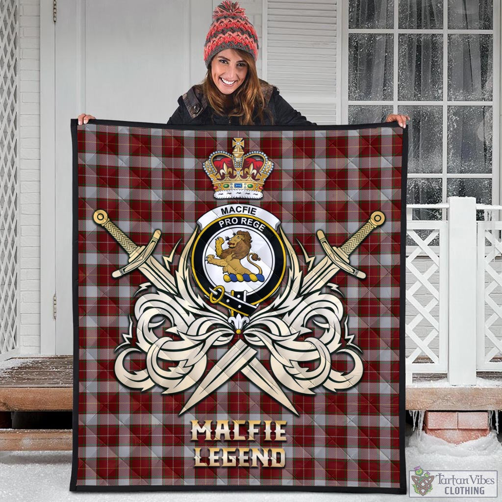 Tartan Vibes Clothing MacFie Dress Tartan Quilt with Clan Crest and the Golden Sword of Courageous Legacy