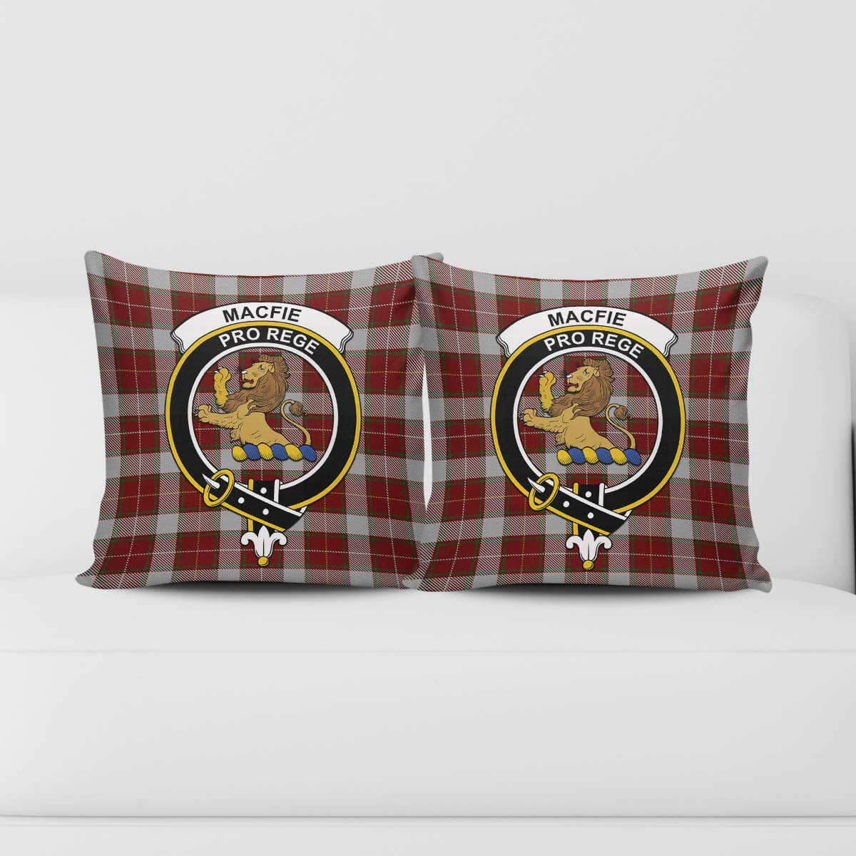 MacFie Dress Tartan Pillow Cover with Family Crest - Tartanvibesclothing