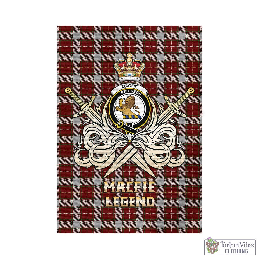 Tartan Vibes Clothing MacFie Dress Tartan Flag with Clan Crest and the Golden Sword of Courageous Legacy