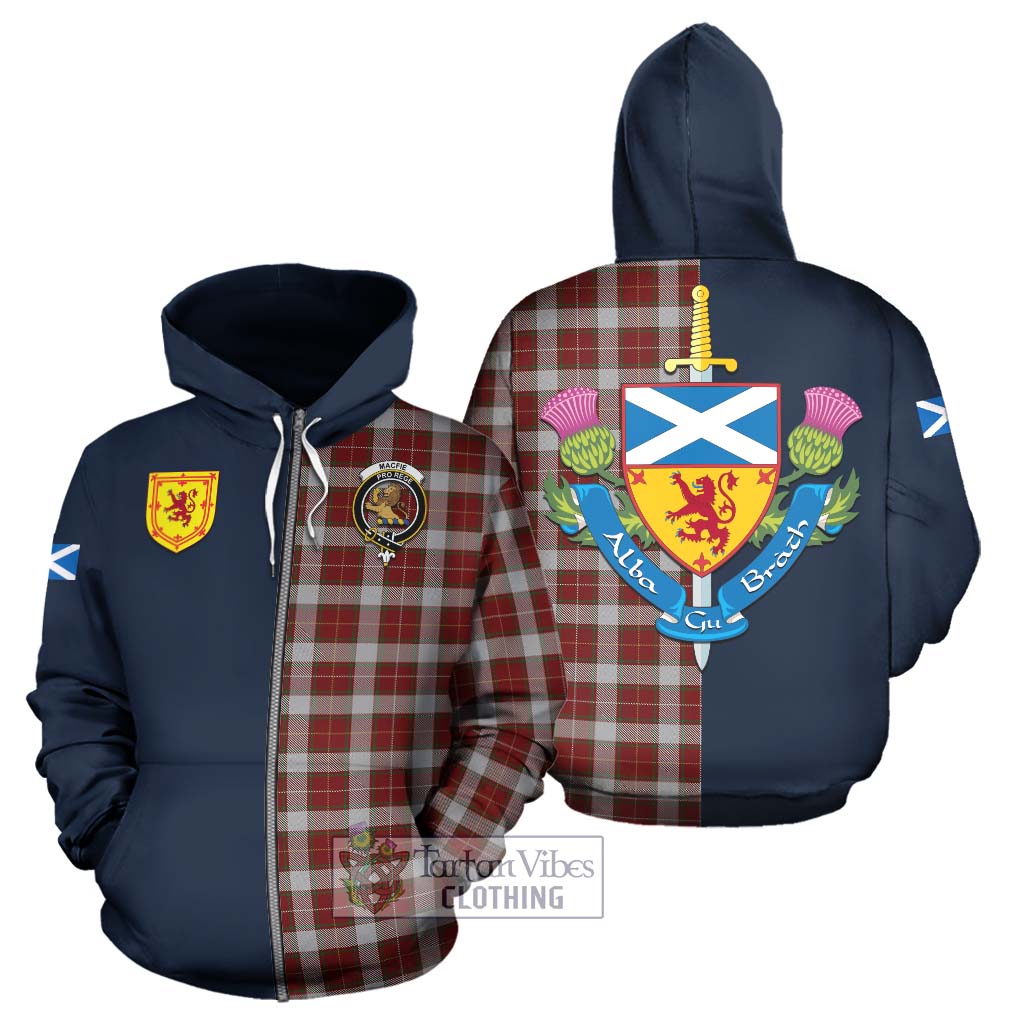 Tartan Vibes Clothing MacFie Dress Tartan Hoodie with Scottish Lion Royal Arm Half Style