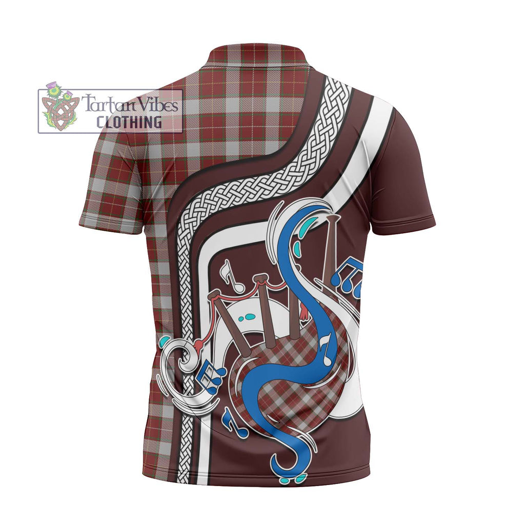 MacFie Dress Tartan Zipper Polo Shirt with Epic Bagpipe Style - Tartanvibesclothing Shop