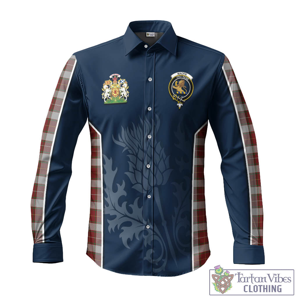 Tartan Vibes Clothing MacFie Dress Tartan Long Sleeve Button Up Shirt with Family Crest and Scottish Thistle Vibes Sport Style