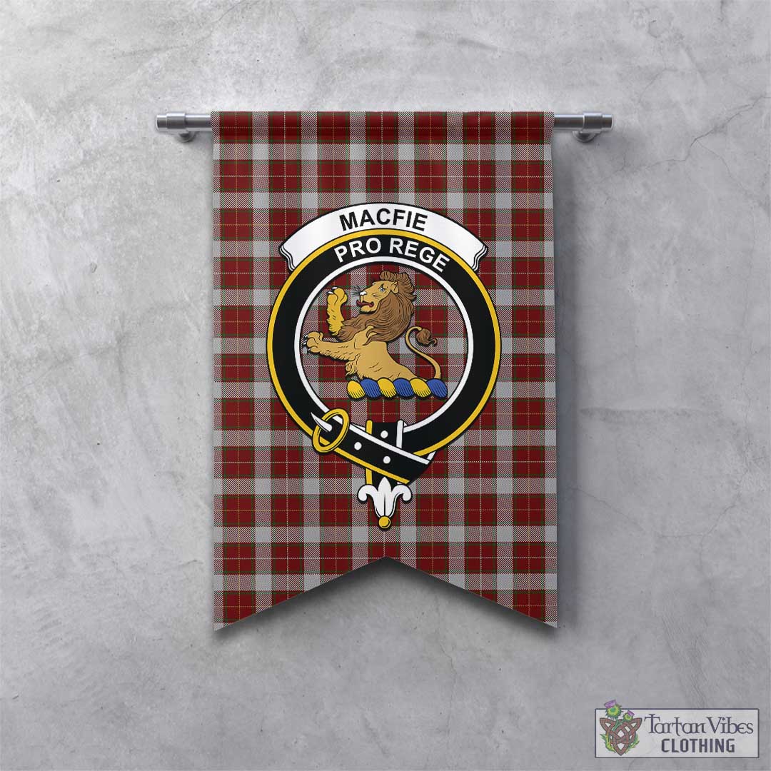 Tartan Vibes Clothing MacFie Dress Tartan Gonfalon, Tartan Banner with Family Crest