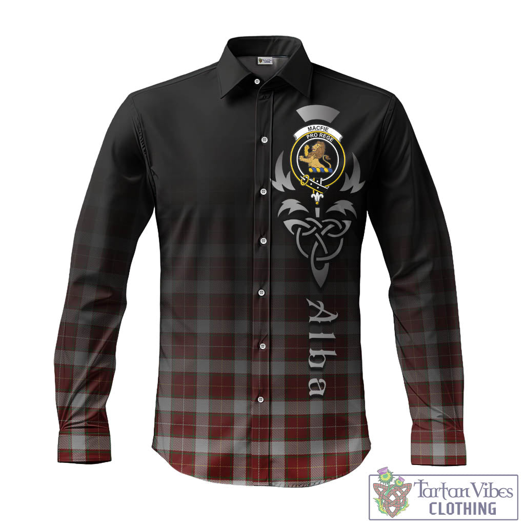 Tartan Vibes Clothing MacFie Dress Tartan Long Sleeve Button Up Featuring Alba Gu Brath Family Crest Celtic Inspired