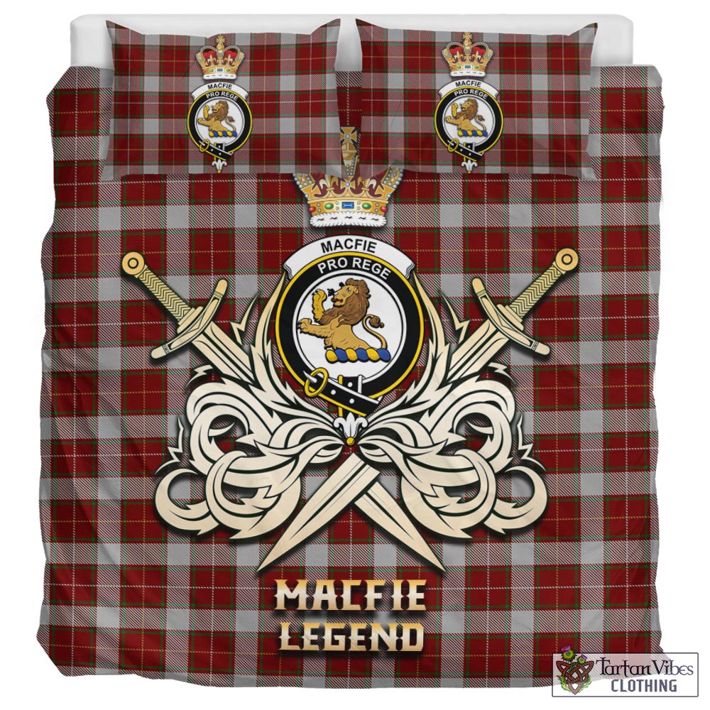 Tartan Vibes Clothing MacFie Dress Tartan Bedding Set with Clan Crest and the Golden Sword of Courageous Legacy