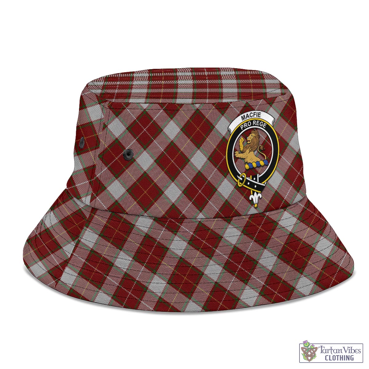 Tartan Vibes Clothing MacFie Dress Tartan Bucket Hat with Family Crest