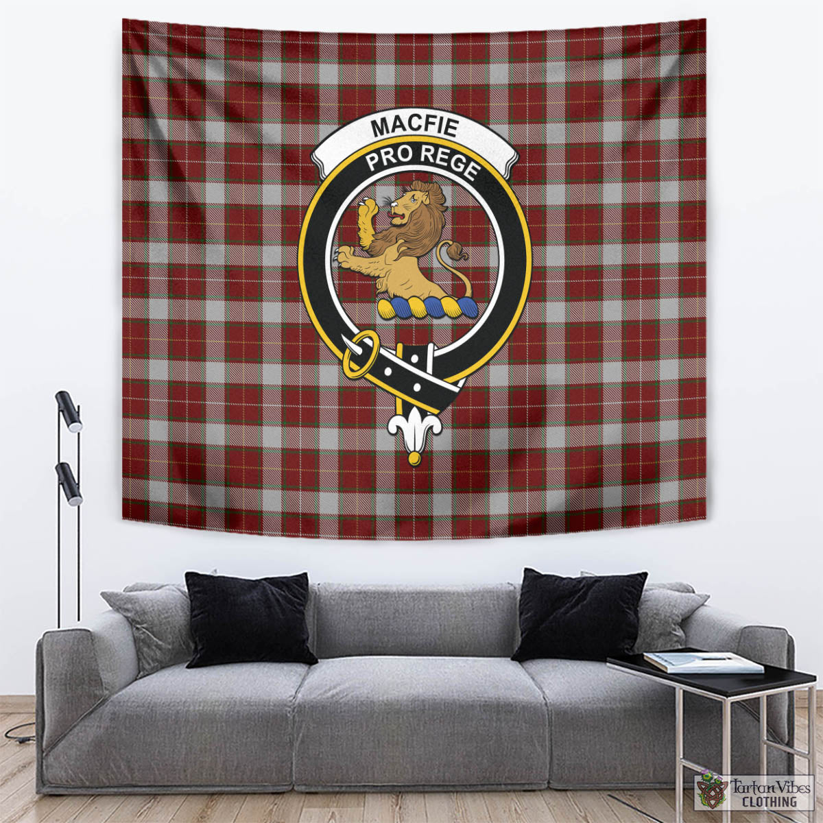 Tartan Vibes Clothing MacFie Dress Tartan Tapestry Wall Hanging and Home Decor for Room with Family Crest