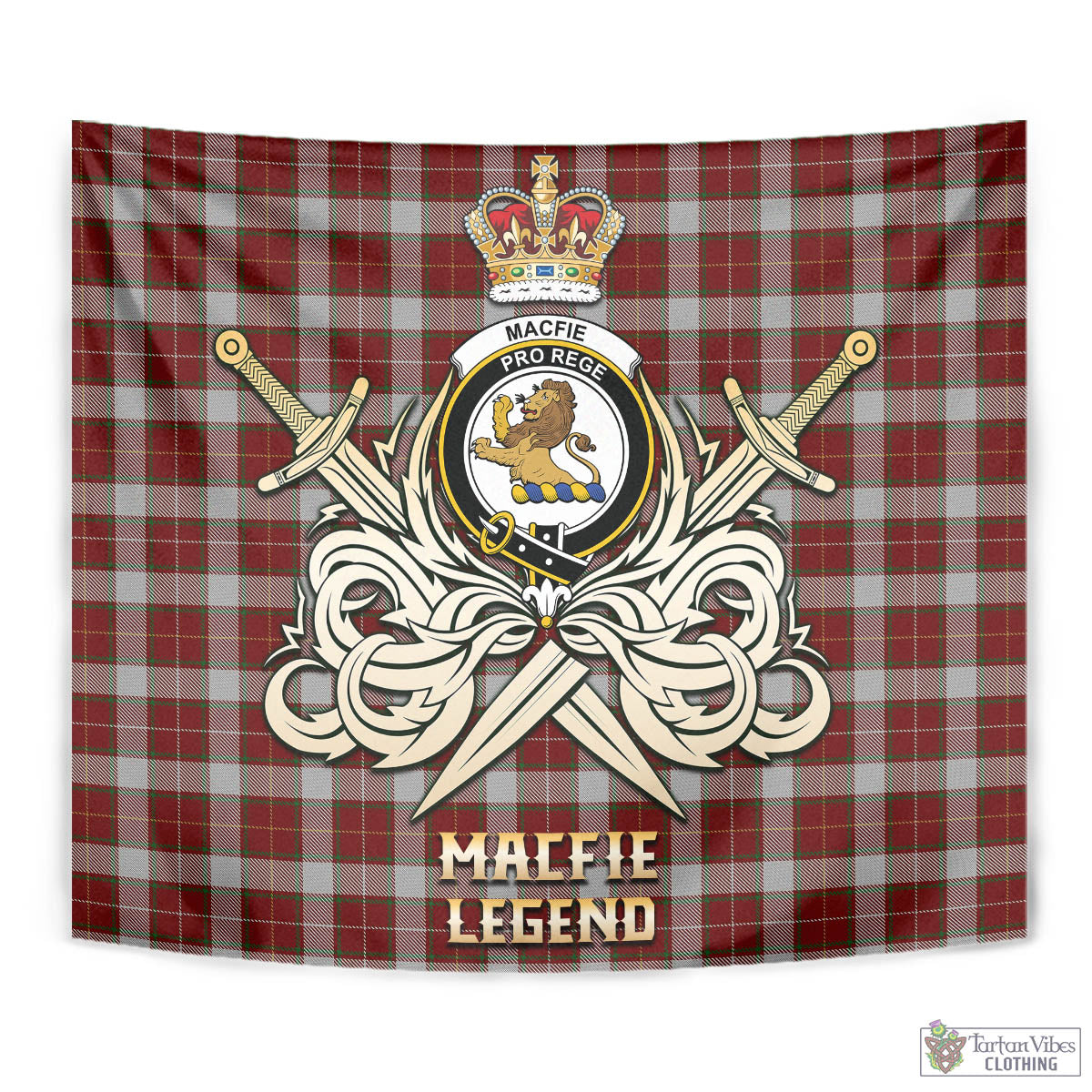 Tartan Vibes Clothing MacFie Dress Tartan Tapestry with Clan Crest and the Golden Sword of Courageous Legacy