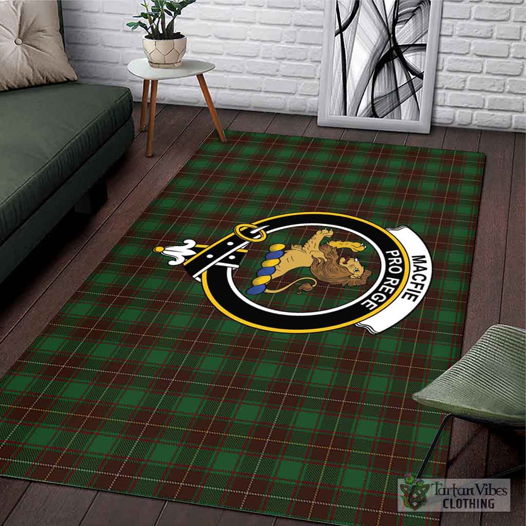 Tartan Vibes Clothing MacFie Hunting Tartan Area Rug with Family Crest