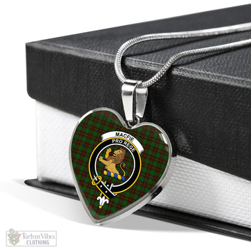 MacFie Hunting Tartan Heart Necklace with Family Crest