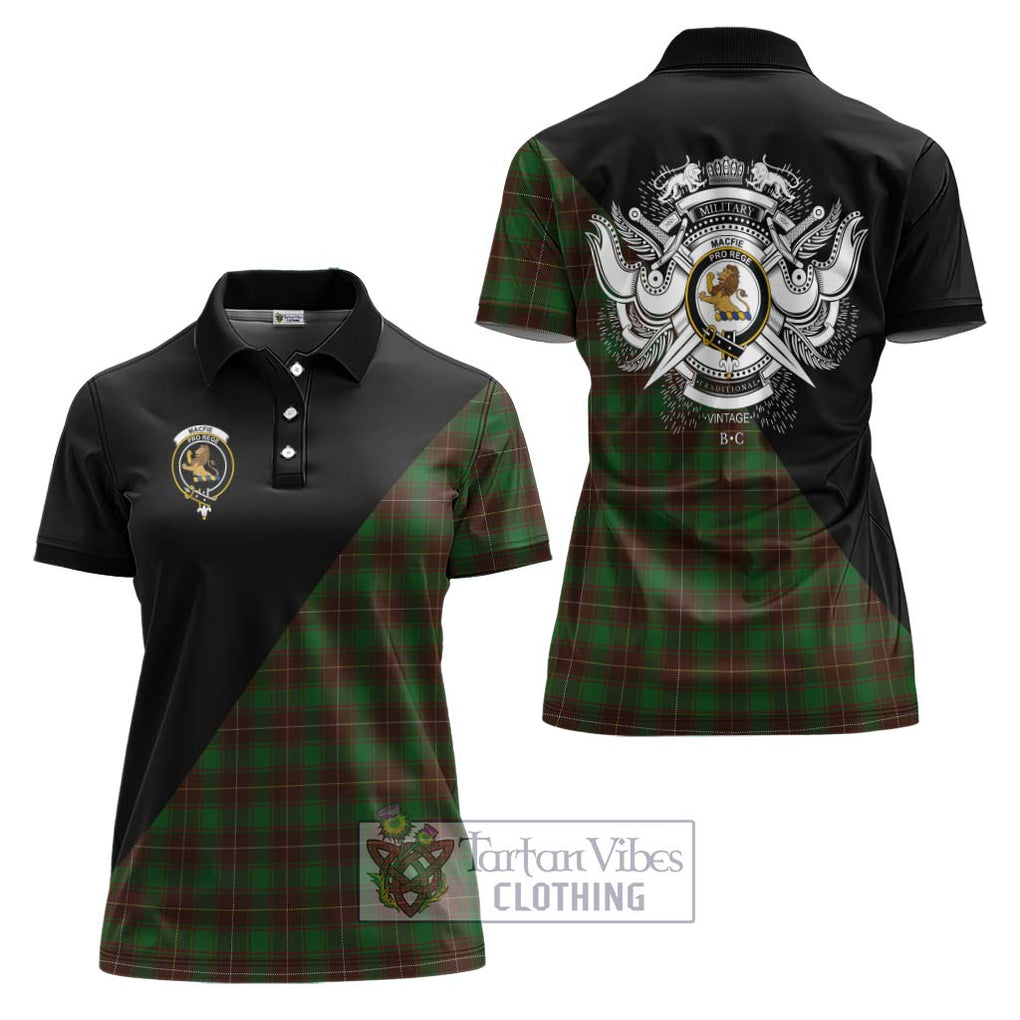 MacFie Hunting Tartan Women's Polo Shirt with Family Crest and Military Logo Style Women - Tartanvibesclothing Shop