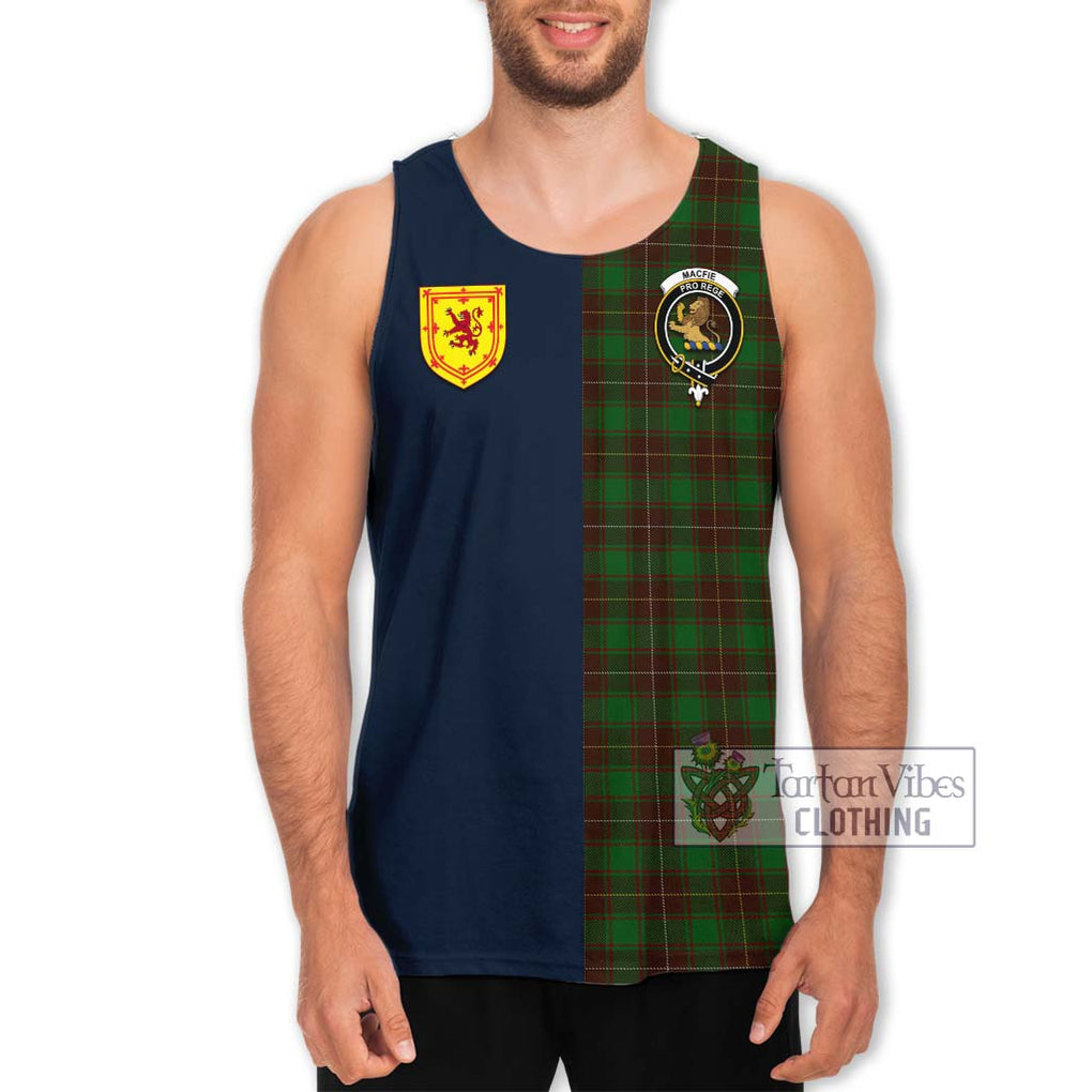 Tartan Vibes Clothing MacFie Hunting Tartan Men's Tank Top with Scottish Lion Royal Arm Half Style