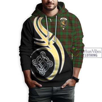 MacFie Hunting Tartan Hoodie with Family Crest and Celtic Symbol Style