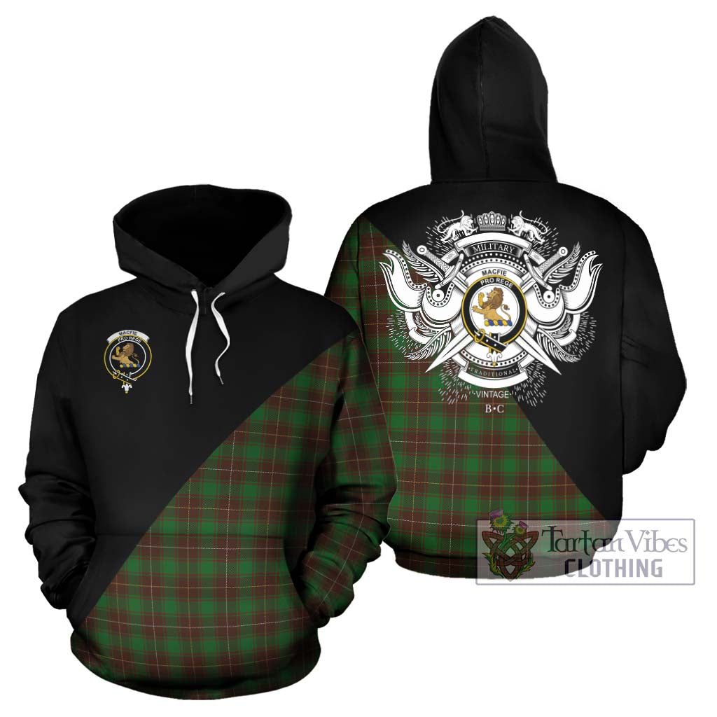 Tartan Vibes Clothing MacFie Hunting Tartan Hoodie with Family Crest and Military Logo Style