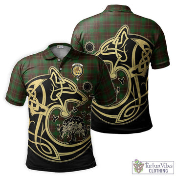 MacFie Hunting Tartan Polo Shirt with Family Crest Celtic Wolf Style