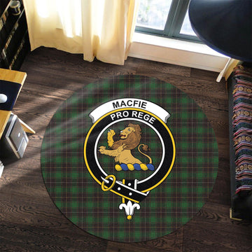 MacFie Hunting Tartan Round Rug with Family Crest