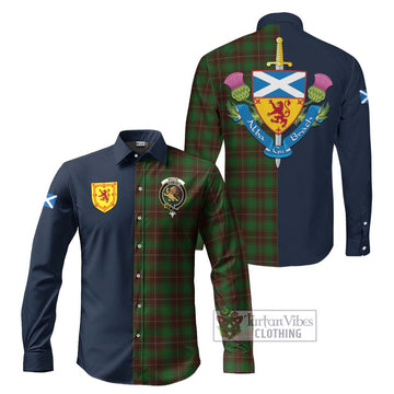 MacFie Hunting Tartan Long Sleeve Button Shirt Alba with Scottish Lion Royal Arm Half Style