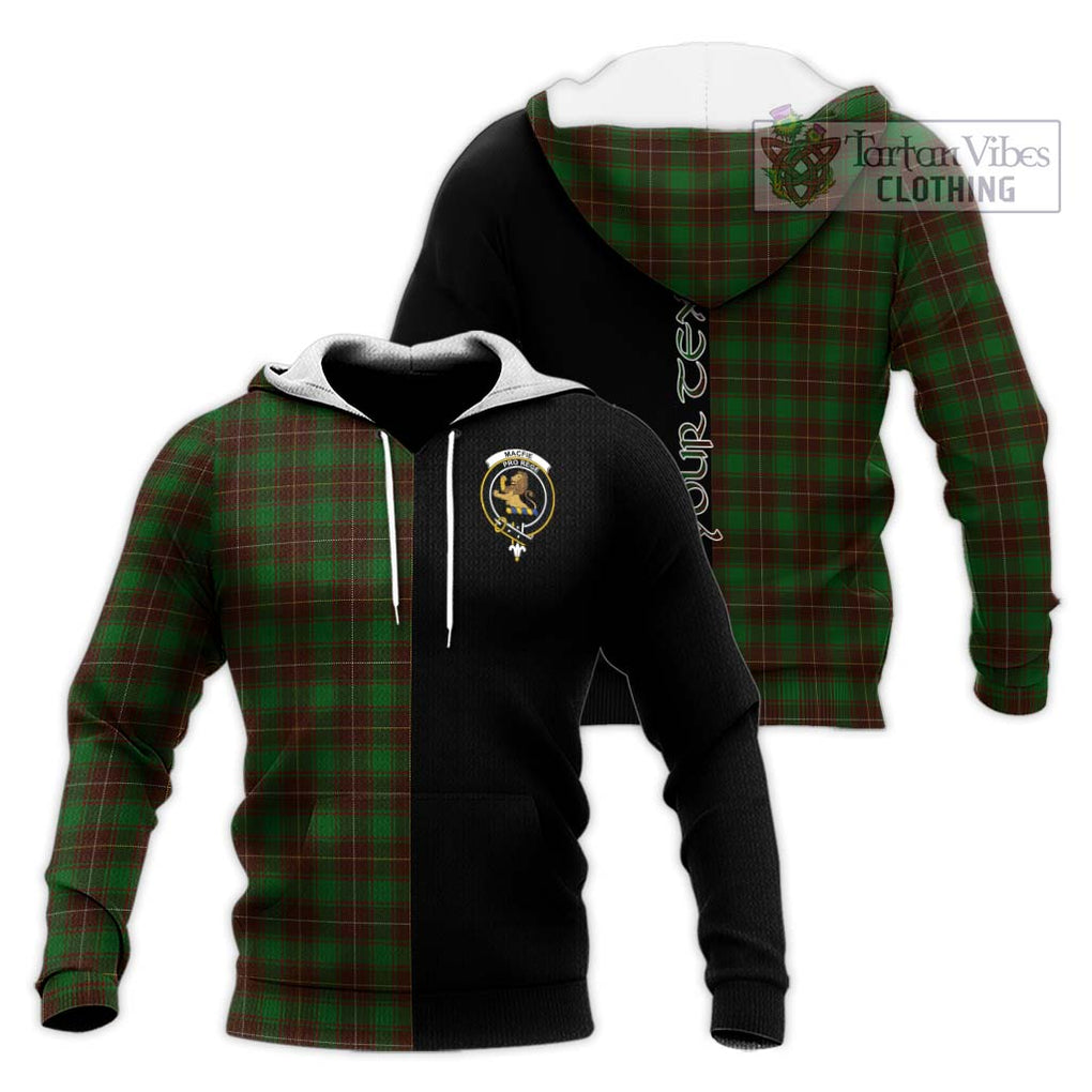 MacFie Hunting Tartan Knitted Hoodie with Family Crest and Half Of Me Style Unisex Knitted Pullover Hoodie - Tartanvibesclothing Shop