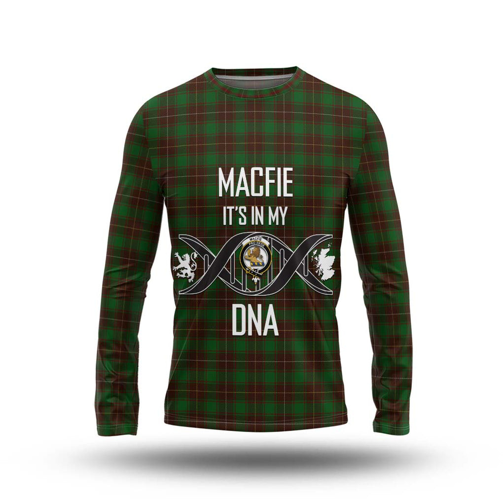 MacFie Hunting Tartan Long Sleeve T-Shirt with Family Crest DNA In Me Style Unisex - Tartanvibesclothing Shop