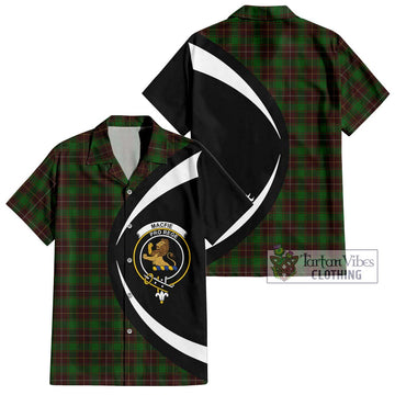 MacFie Hunting Tartan Short Sleeve Button Up with Family Crest Circle Style