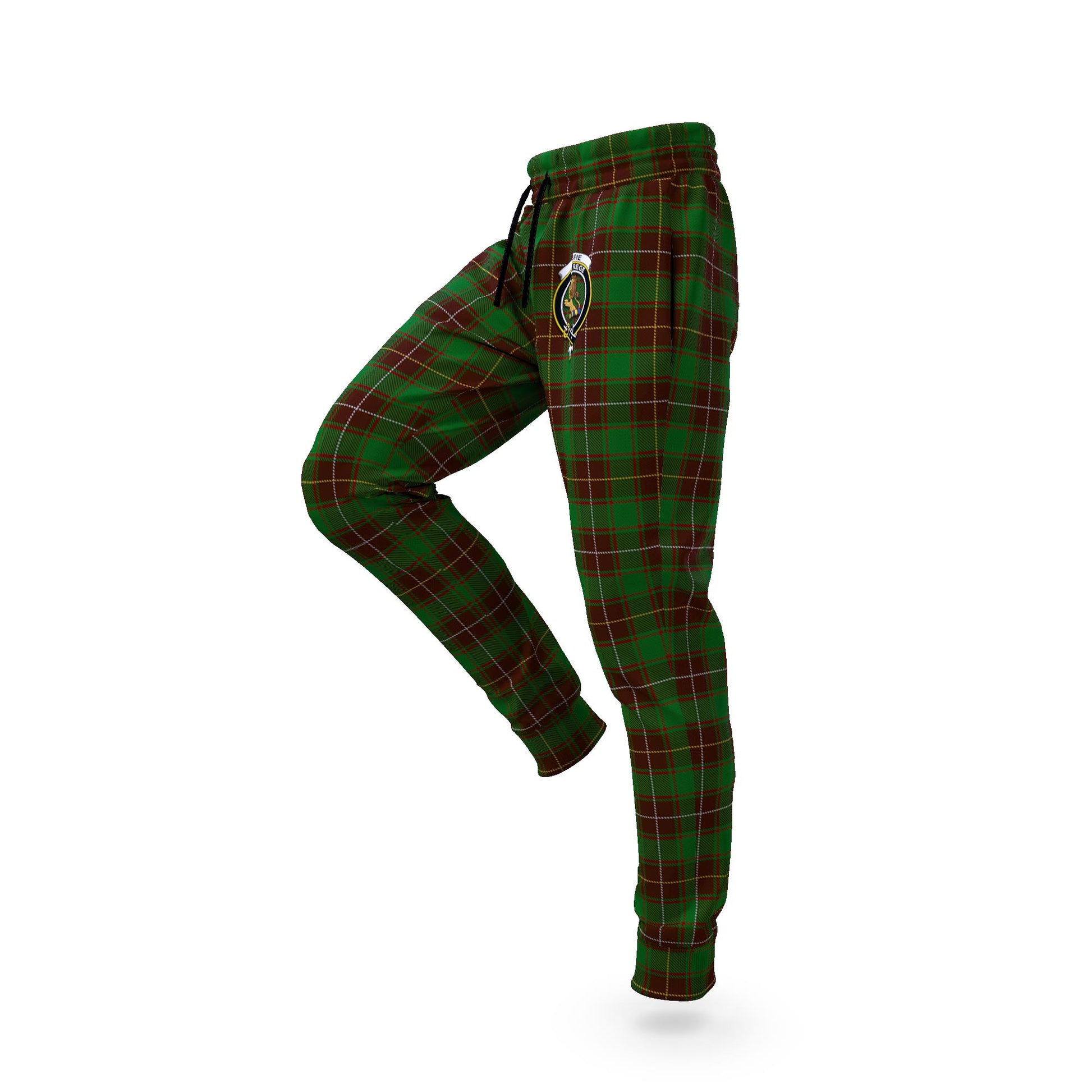 MacFie Hunting Tartan Joggers Pants with Family Crest S - Tartanvibesclothing